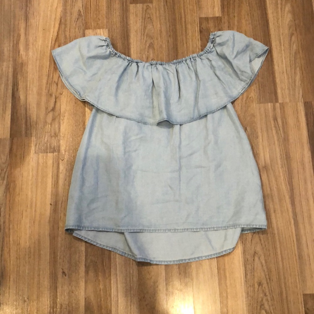 Sanctuary chambray off the shoulder top